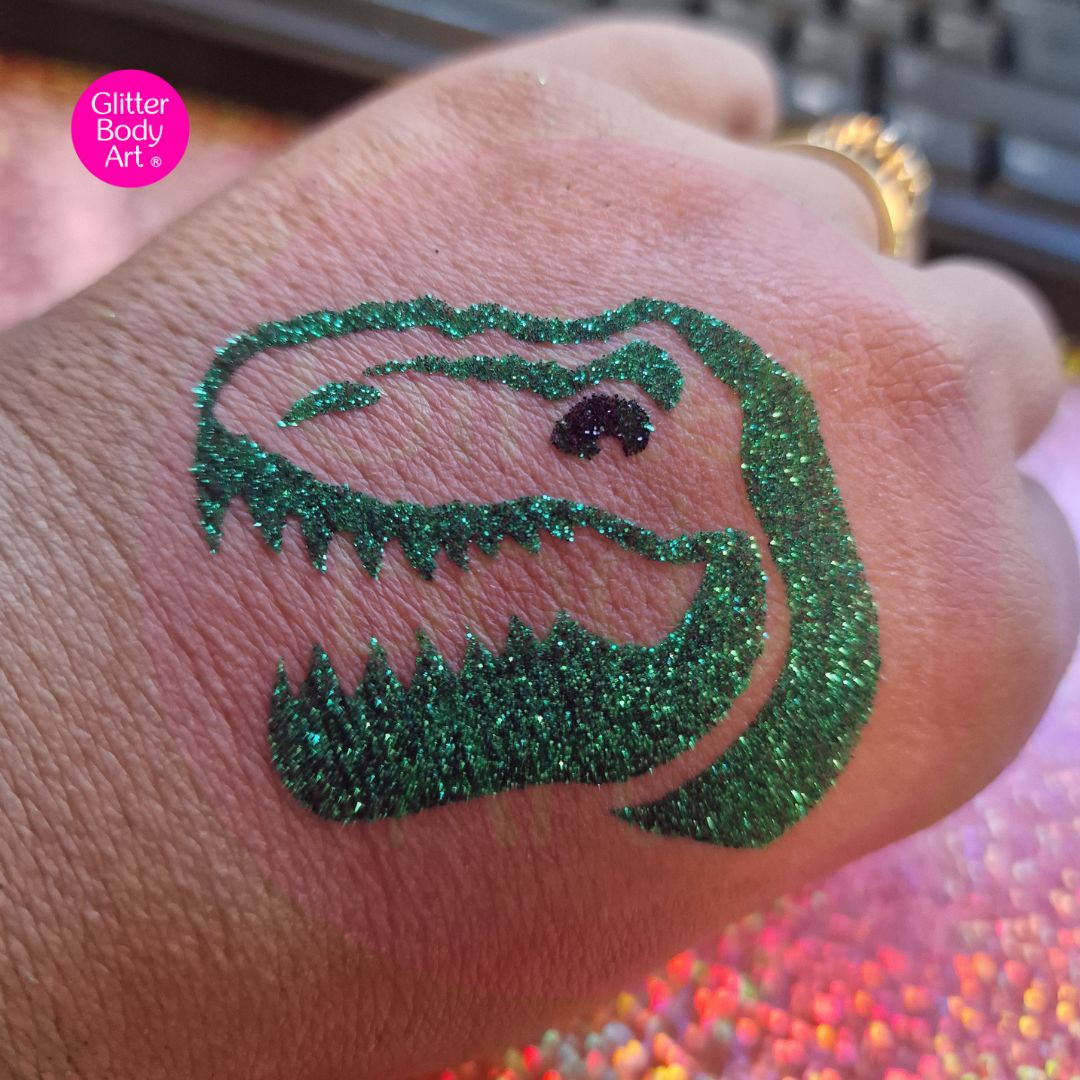 T Rex Dinosaur Head Glitter Tattoo Stencil Temporary Tattoo Store