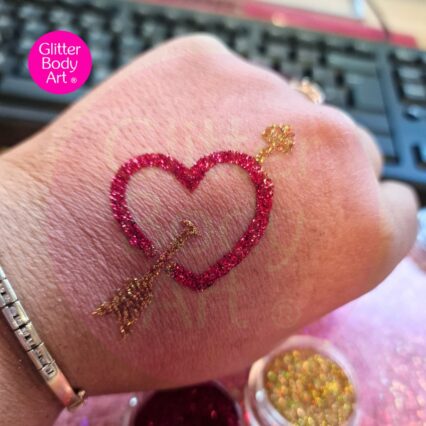 heart bow glitter tattoo stencil