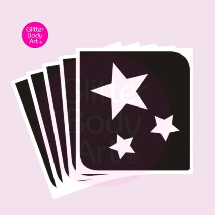 triple star glitter tattoo stencils, self-adhesive star stencil