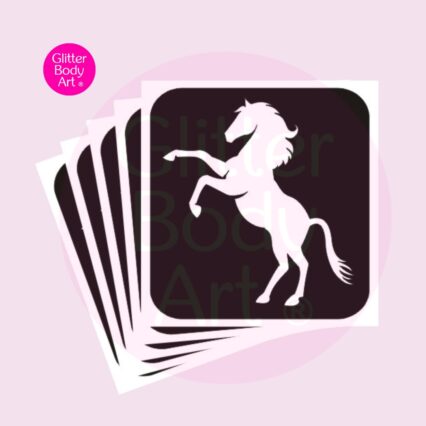 stallion horse glitter tattoo stencil, pony party stencils