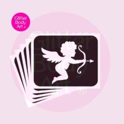 cupids arrow glitter tattoo stencil, pack of 5 designs for Valentines Day discos and events