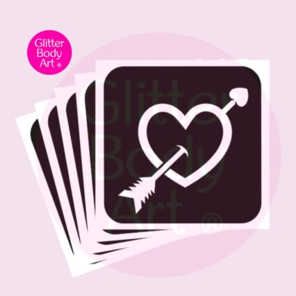 Heart arrow glitter tattoo stencils, valentine disco tattoos