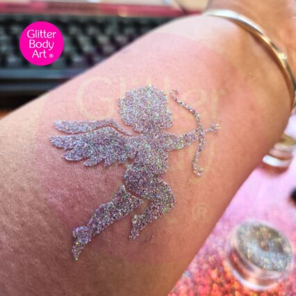 Cupid glitter tattoo stencil for valentines day