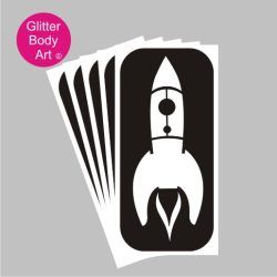 space rocket glitter tattoo stencil