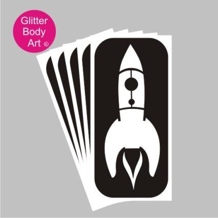 space rocket glitter tattoo stencil