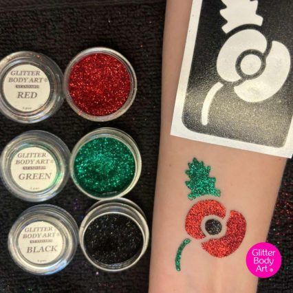 Poppy glitter tattoo stencil, remembrance sunday poppy