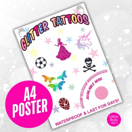 GLITTER TATTOO POSTER ADVERTISING GLITTER TATTOOS