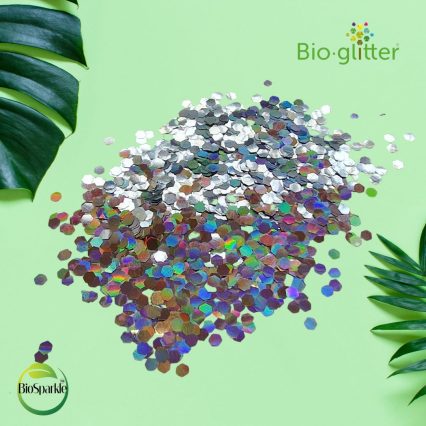 silver holographic bioglitter environmentally friendly chunky glitter