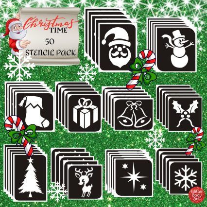 Christmas Glitter Tattoo Stencil Pack