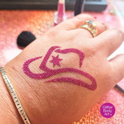 cowgirl hat - linedancing stencils - hen party glitter tattoos