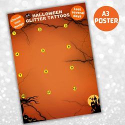 halloween glitter tattoo poster for advertising at halloween events