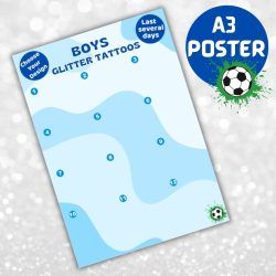 boys glitter tattoo poster for parties