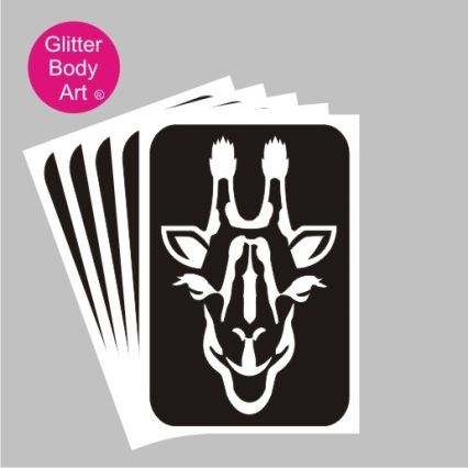 Giraffe glitter tattoo stencil for zoo parties