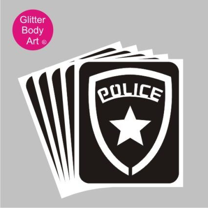 police badge glitter tattoo stencil