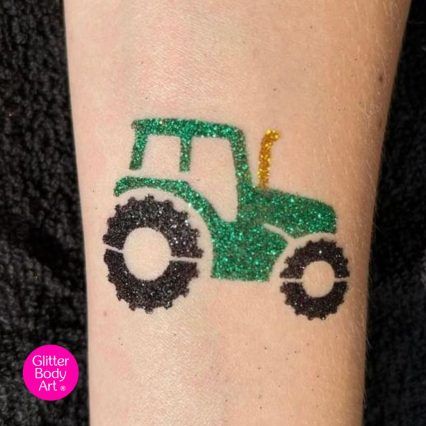 tractor glitter tattoo stencil