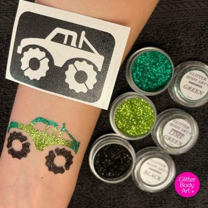 monster truck glitter tattoo stencil - truckfest