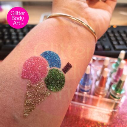 Ice cream glitter tattoo stencil