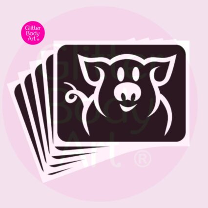 Penny Pig glitter tattoos stencil, farmyard party stencil