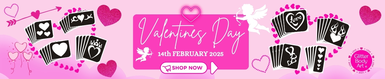 VALENTINE DAY GLITTER TATTOO STENCILS