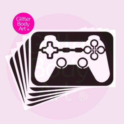 game controller glitter tattoo stencil, perfect for kids mad on playstations