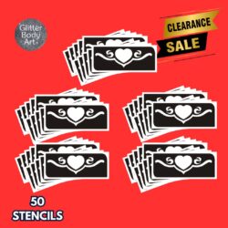 heart scroll glitter tattoo stencil clearance pack