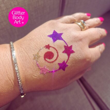 Swirly stars glitter tattoo stencil