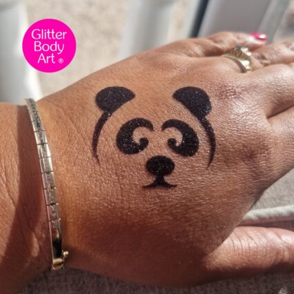 Panda eyes glitter tattoo stencil