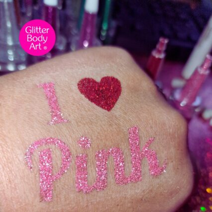 I love Pink glitter tattoo