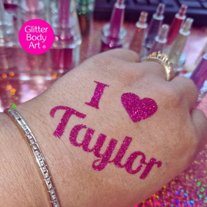 I love Taylor glitter tattoo stencil, Taylor Swift tattoos