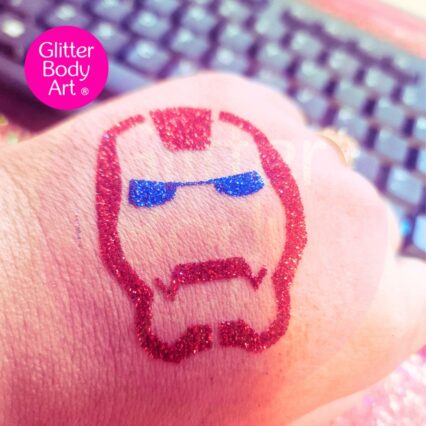 ironman mask glitter tattoo stencil