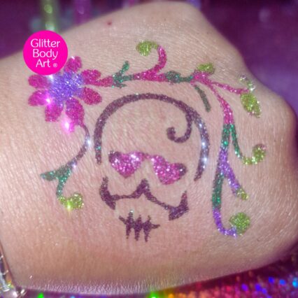 floral skull glitter tattoo stencil