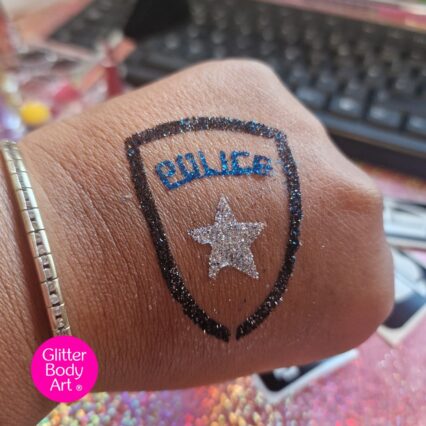 Police badge glitter tattoo stencil