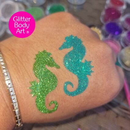 seahorse friends glitter tattoo stencil