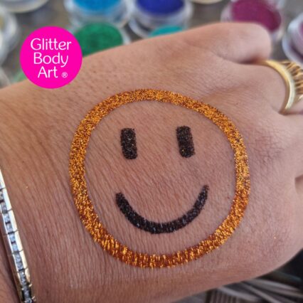 smiler emoji glitter tattoo stencil