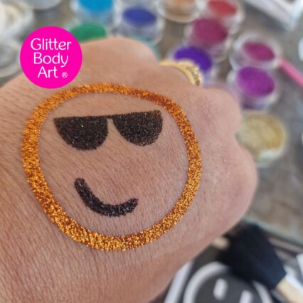 sunglass emoji glitter tattoo