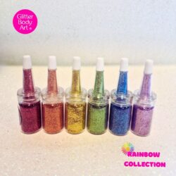 Rainbow glitter collection of 6 puffer bottles - perfect for pride events