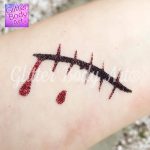 Scar with blood glitter tattoo stencil, kids temporary tattoos