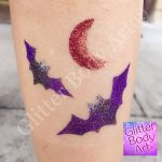 Bats and moon glitter tattoo, halloween temporary tattoo stencils