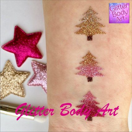 mini christmas tree temporary tattoo stencils for glitter tattoo