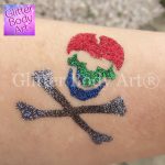 pirate skull and bones glitter tattoo, boys temporary tattoos