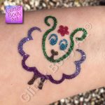 baby lamb glitter tattoo, easter temporary tattoo stencil