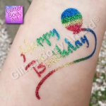 happy birthday wordart glitter tattoo, birthday temporary tattoo stencils