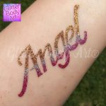 Angel glitter tattoo, Girls temporary tattoo stencils for birthday parties and event