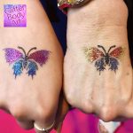 butterfly sparkly glitter tattoo, butterfly temporary tattoo stencil