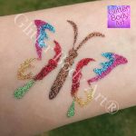 butterfly sparkly glitter tattoo, butterfly temporary tattoo stencil