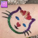 cat with hearts temporary tattoo stencil for glitter tattoos